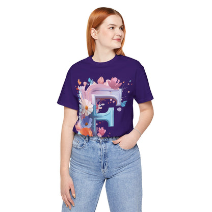 Natural Cotton Tee Shirt - Letters Collection - F Printify