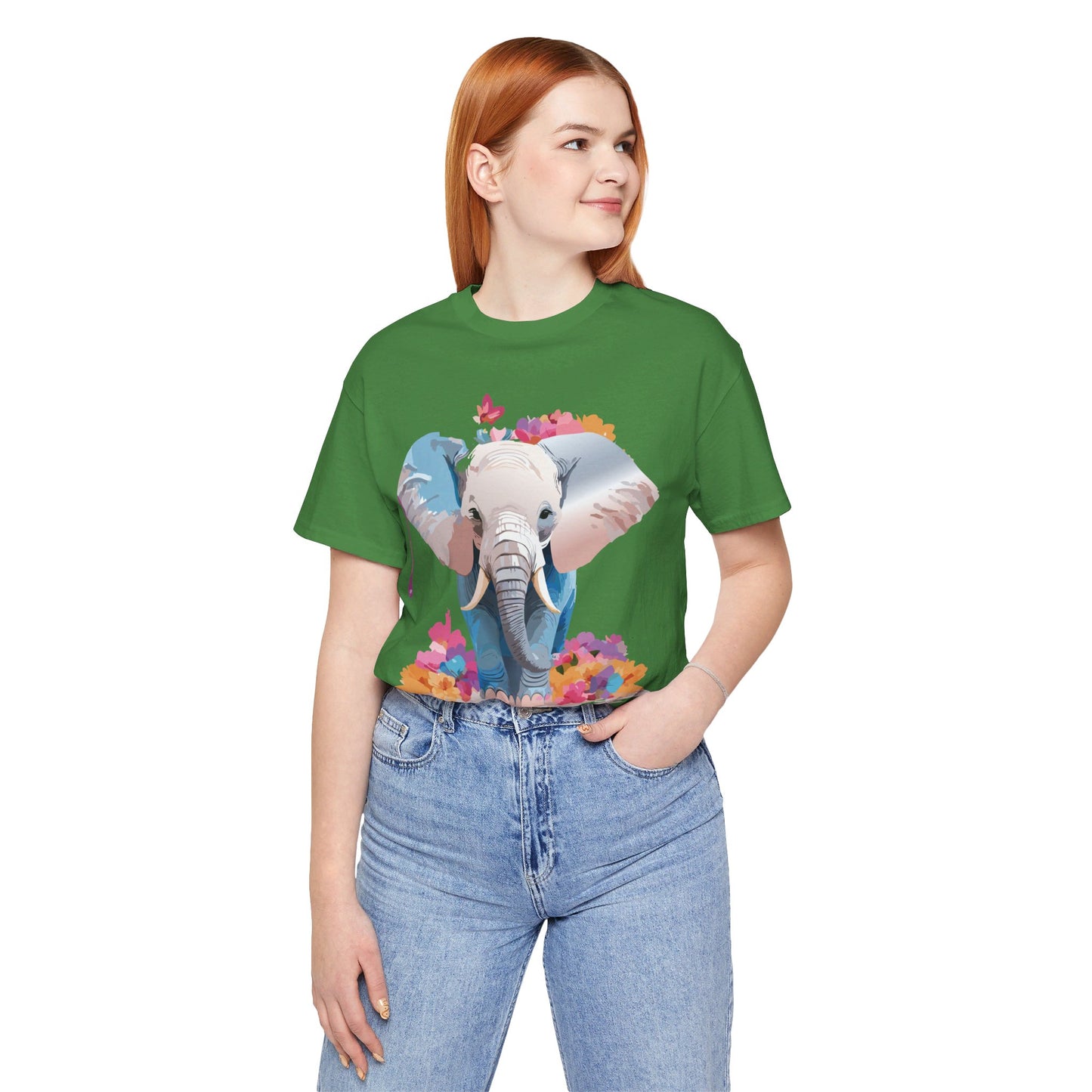 T-shirt en coton naturel avec motif éléphant