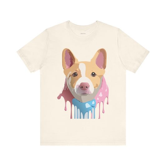 Natural Cotton Tee Shirt with Dog