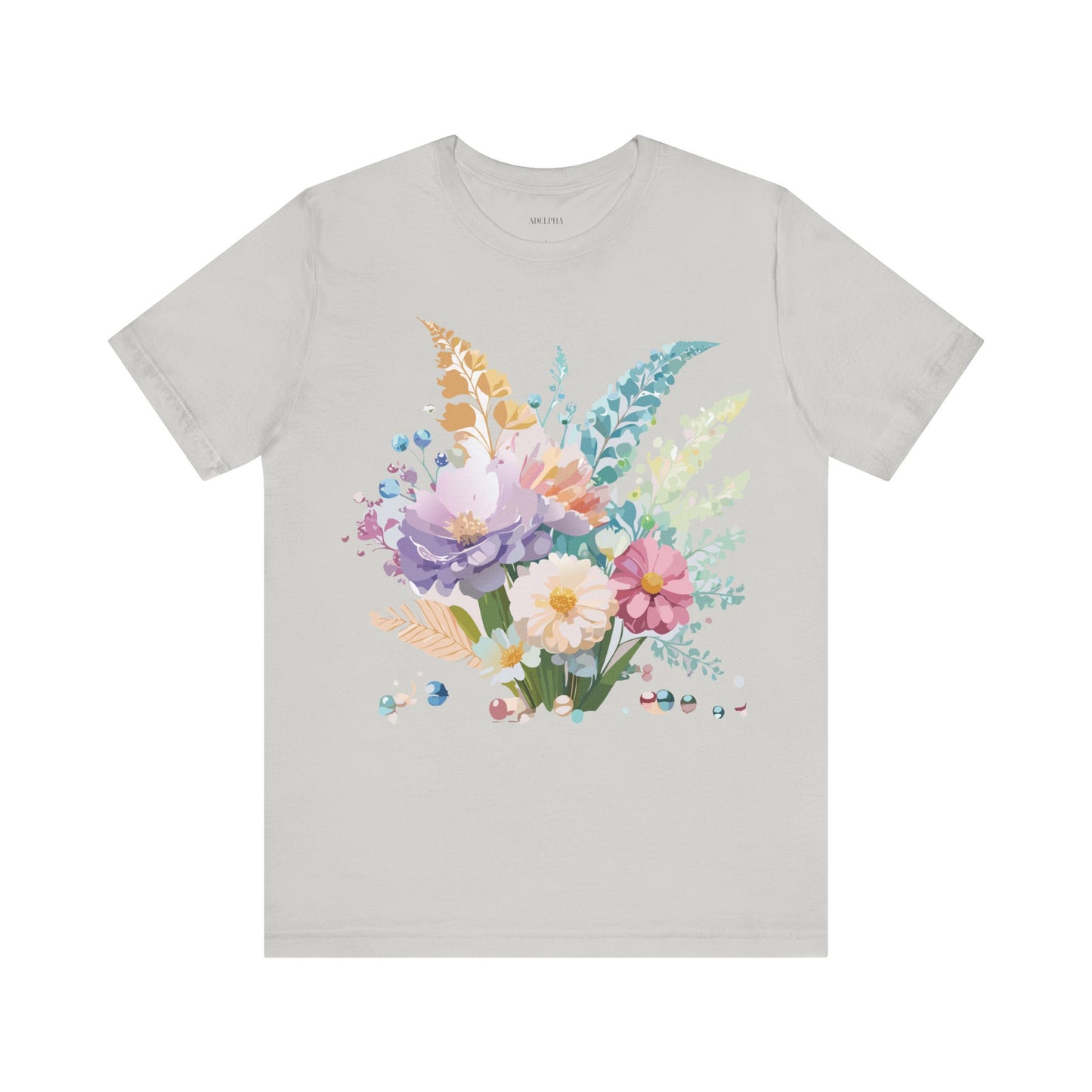 Natural Cotton Tee Shirt with Flowers