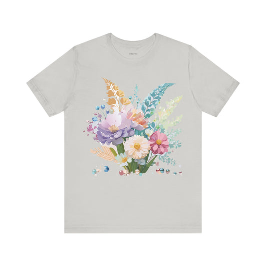 T-shirt en coton naturel avec fleurs