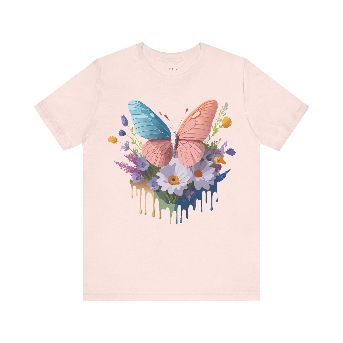 Natural Cotton Tee Shirt with Butterfly