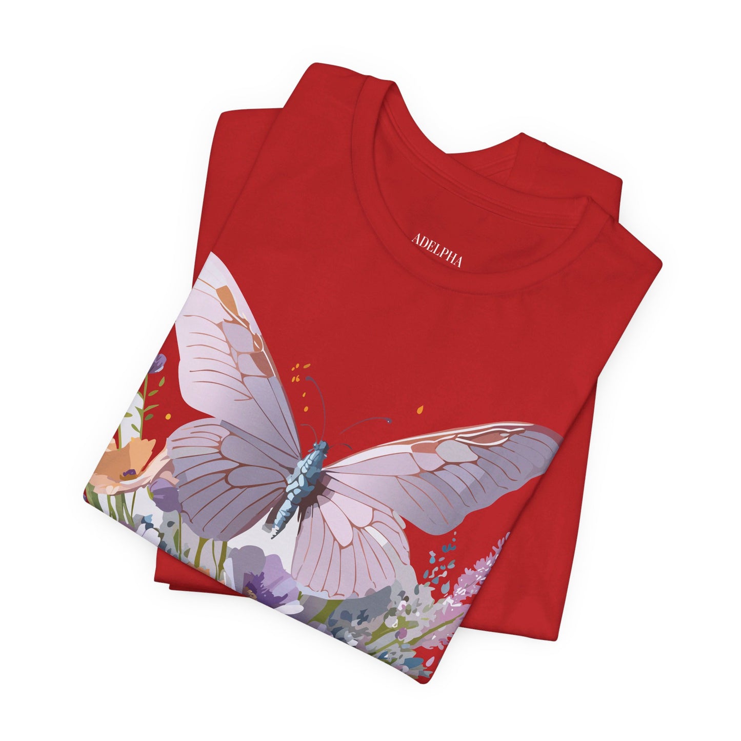 Natural Cotton Tee Shirt with Butterfly