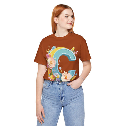 Natural Cotton Tee Shirt - Letters Collection - C Printify