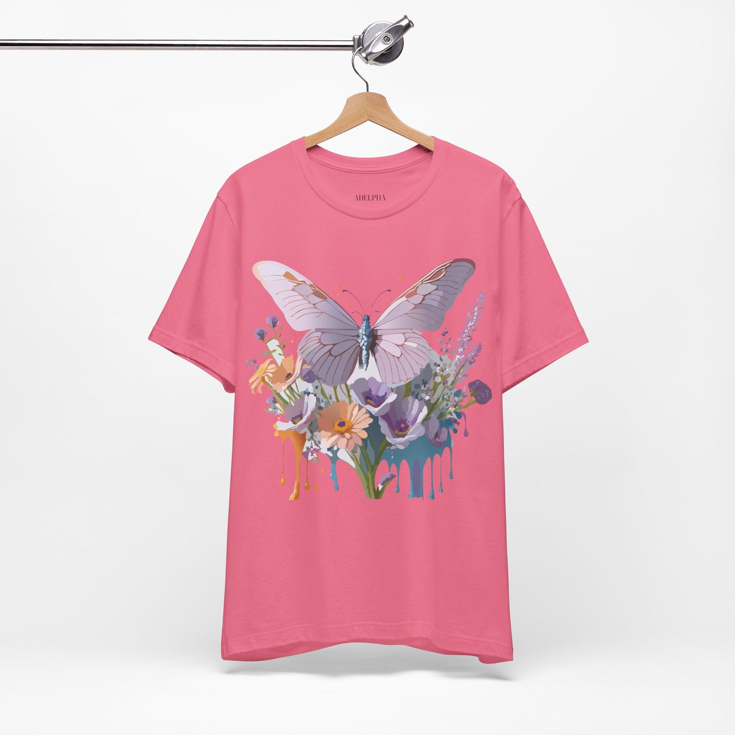 Natural Cotton Tee Shirt with Butterfly