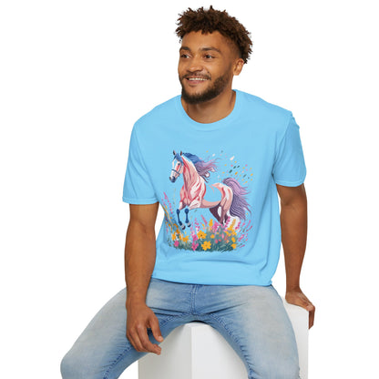 Horse Shirt Unisex Tee Animal Print Gildan Softstyle 64000 Ring Spun Cotton