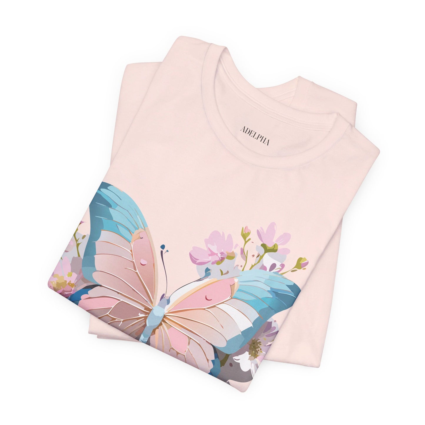 Natural Cotton Tee Shirt with Butterfly