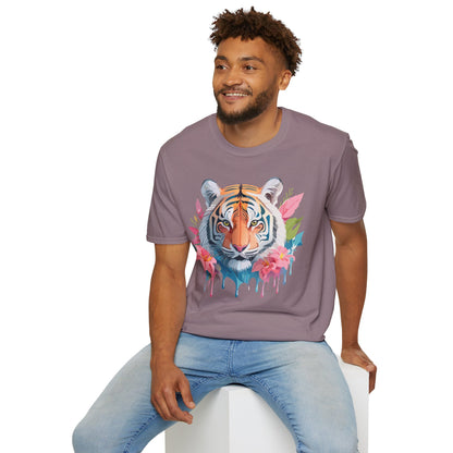 Tiger Print Unisex Softstyle T Shirt Short Sleeve Gildan 64000 Tee