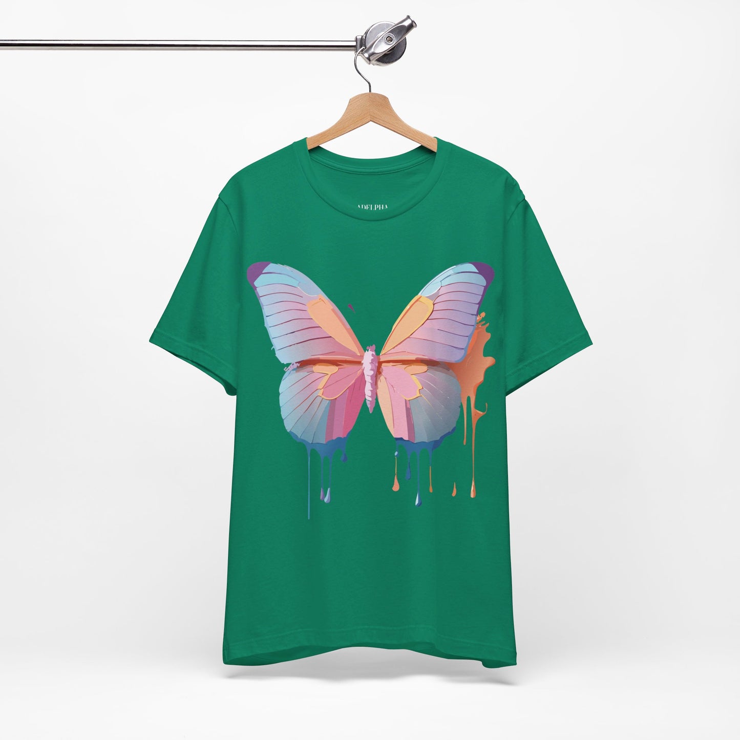 Natural Cotton Tee Shirt with Butterfly