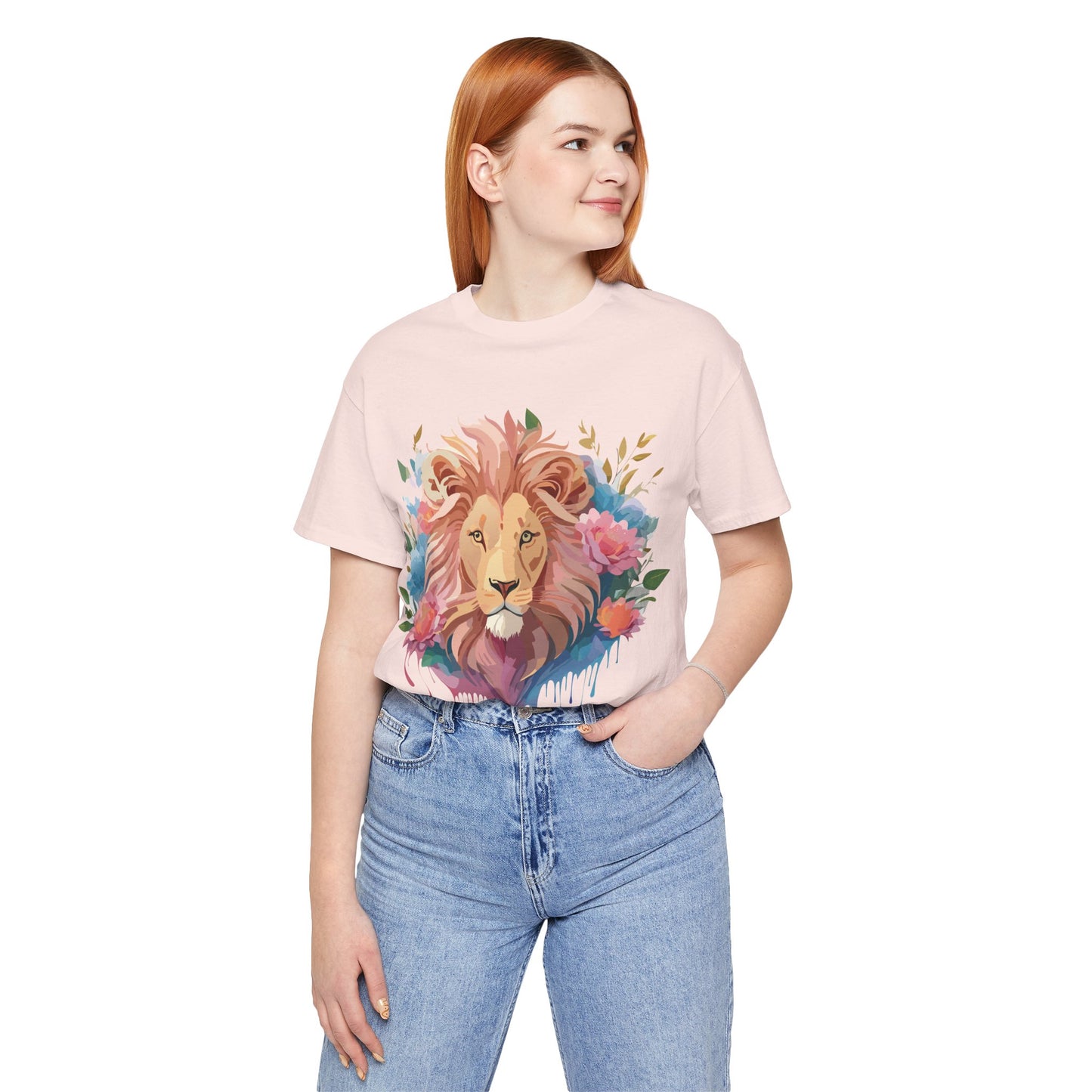 Natural Cotton Tee Shirt with Lion