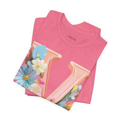 Natural Cotton Tee Shirt - Letters Collection - V Printify
