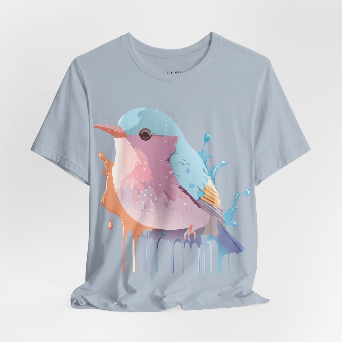 Natural Cotton Tee Shirt with Bird