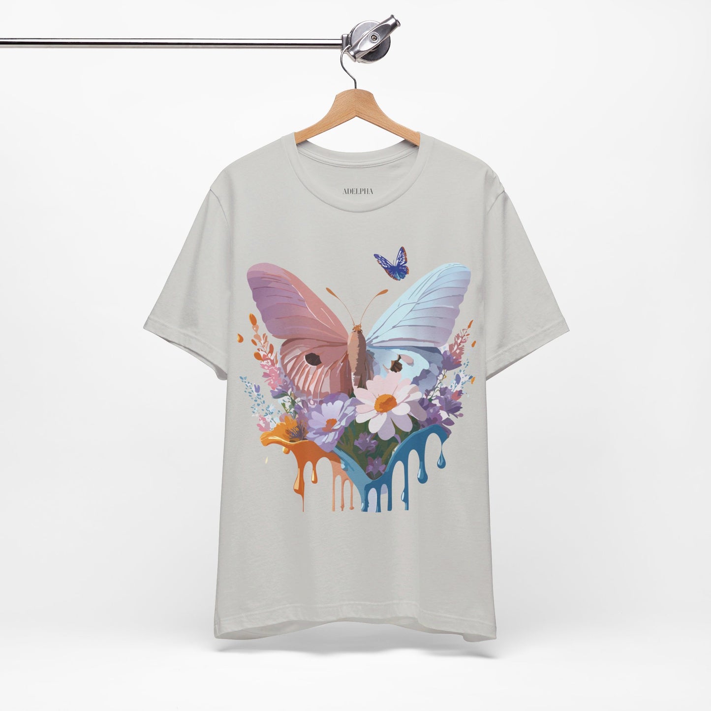 Natural Cotton Tee Shirt with Butterfly