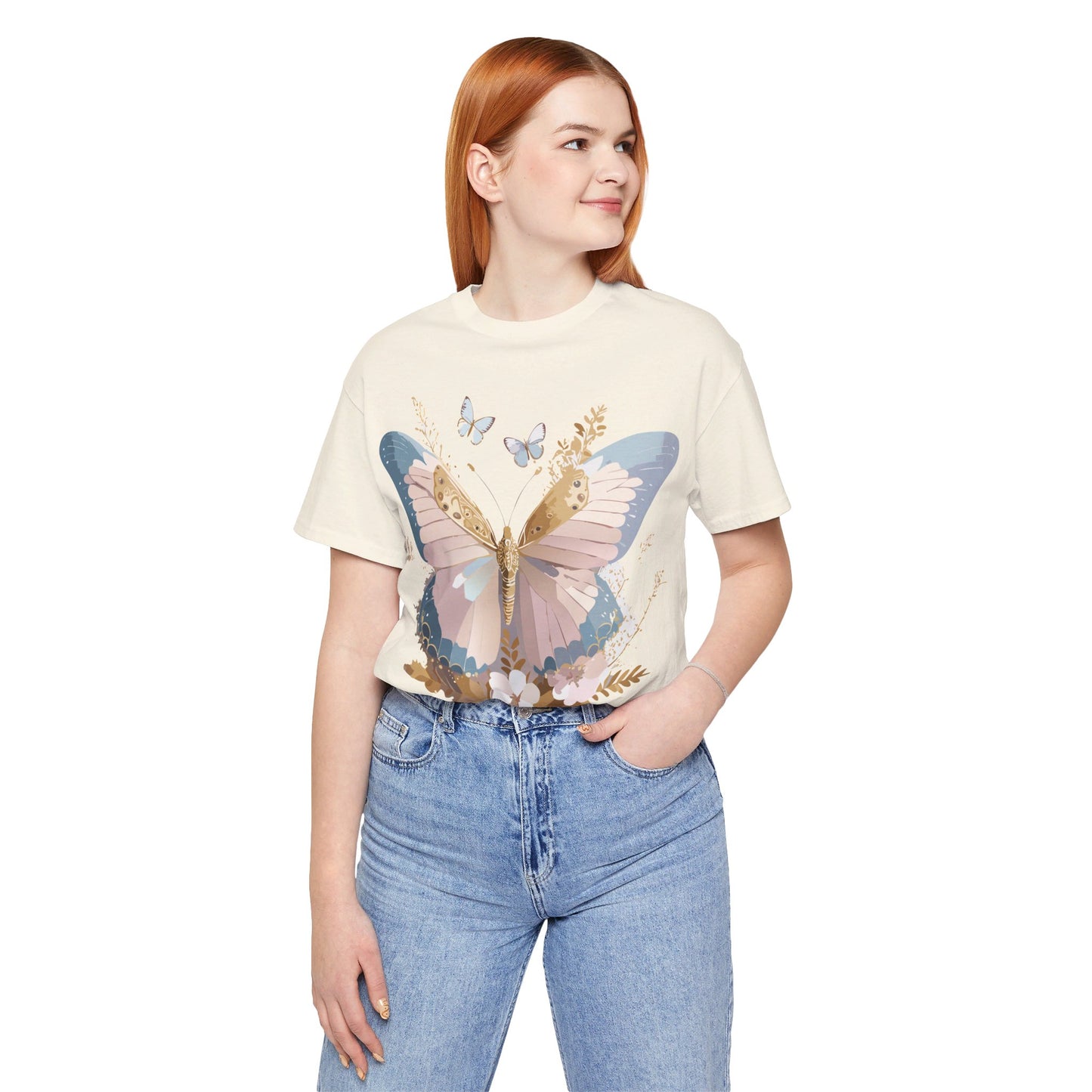 T-shirt en coton naturel avec papillon