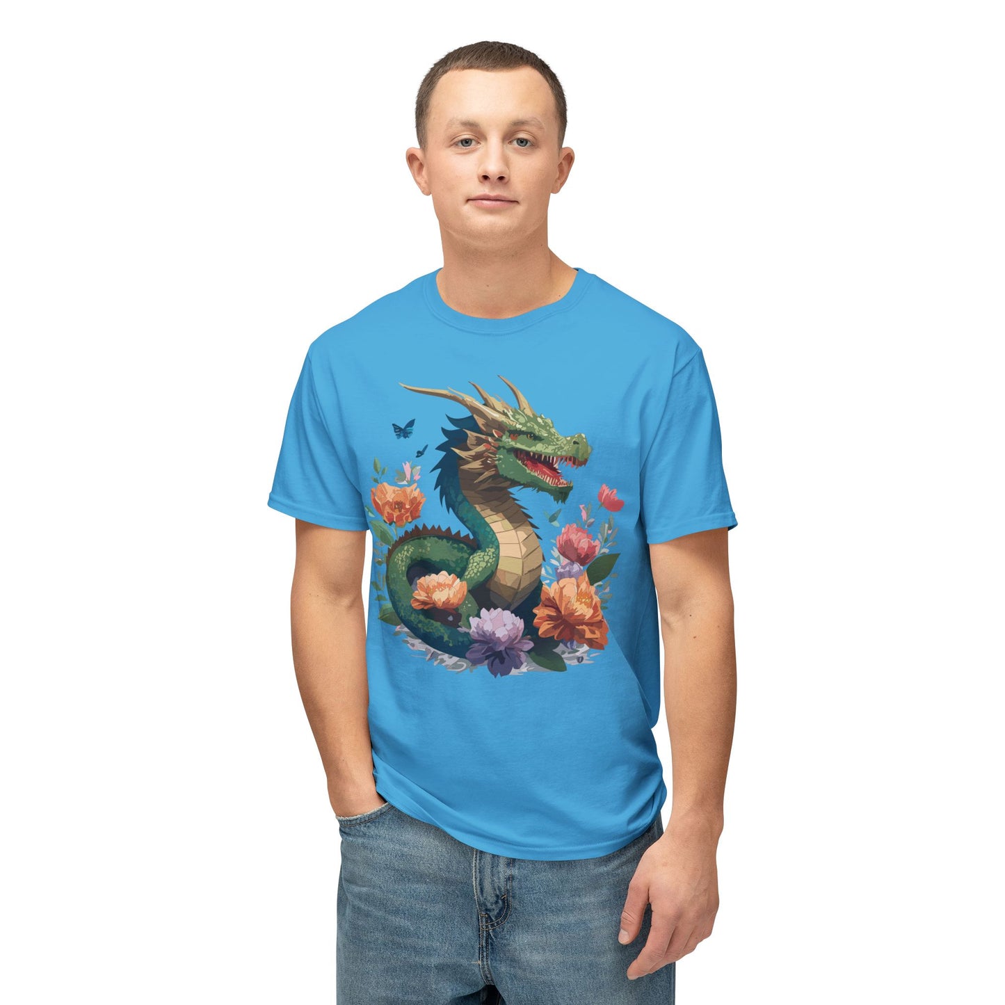 Dragon T-Shirt, Vintage Dragon Tee, Floral Tees, Dragon Art Design Shirt, Tee Shirt with Dragon 6
