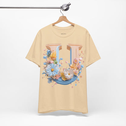 Natural Cotton Tee Shirt - Letters Collection - U Printify