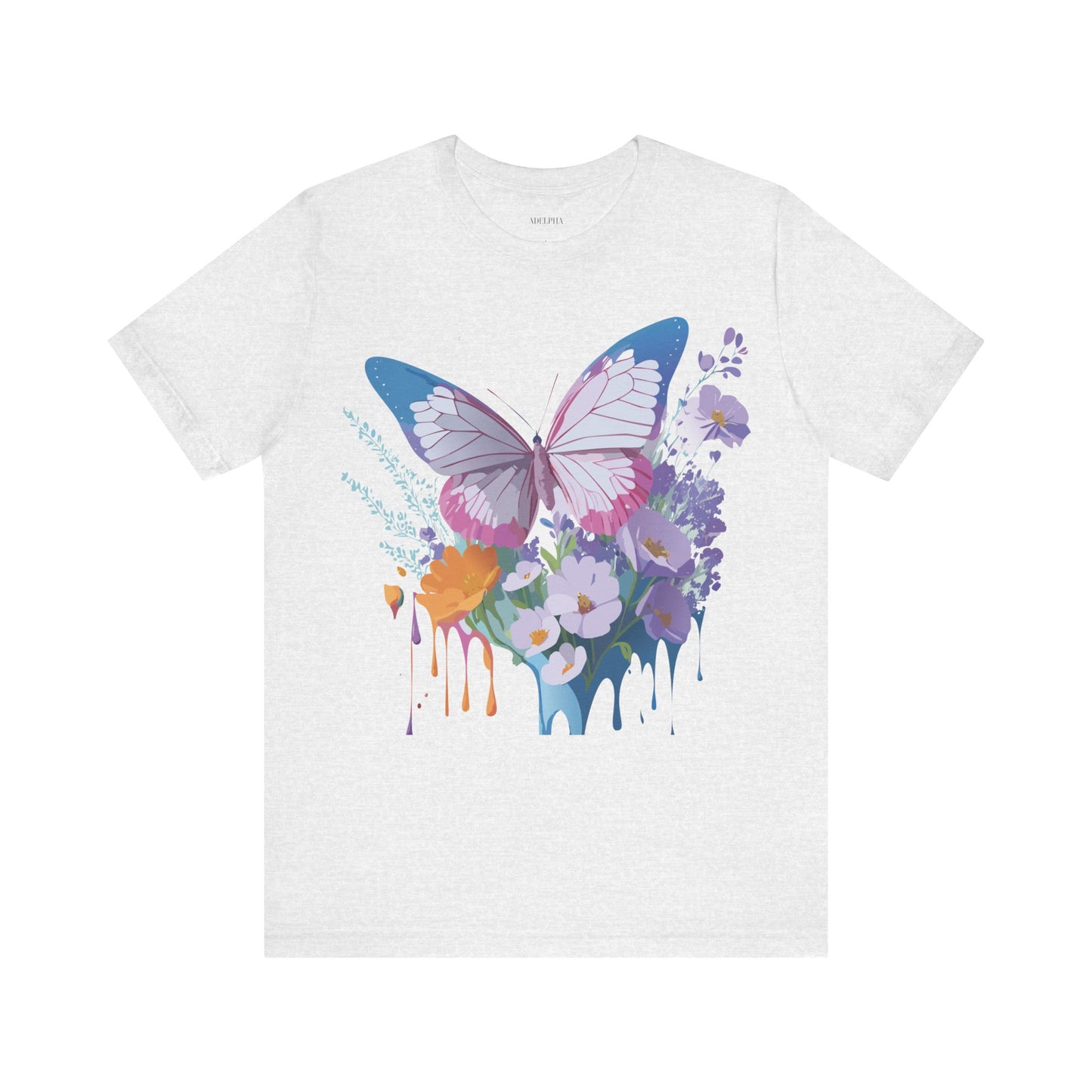 Natural Cotton Tee Shirt with Butterfly