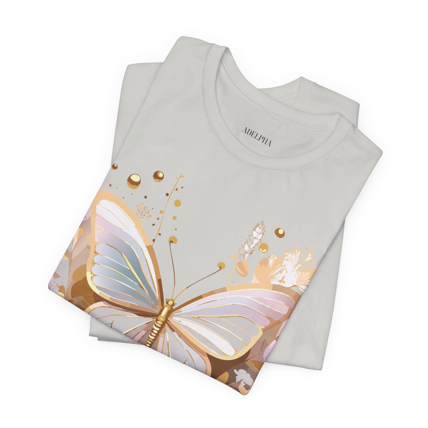 Natural Cotton Tee Shirt with Butterfly