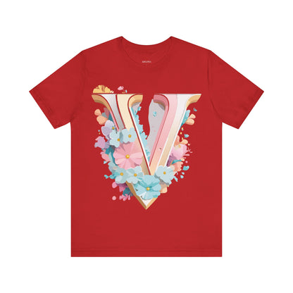 Natural Cotton Tee Shirt - Letters Collection - V Printify