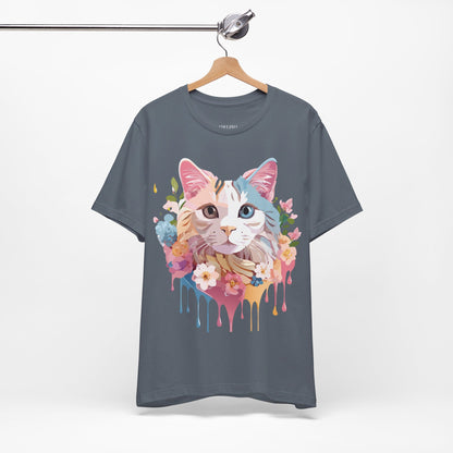 Natural Cotton Tee Shirt with Cat Printify
