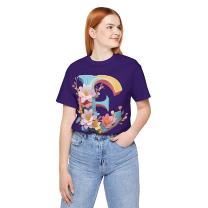Natural Cotton Tee Shirt - Letters Collection - E Printify