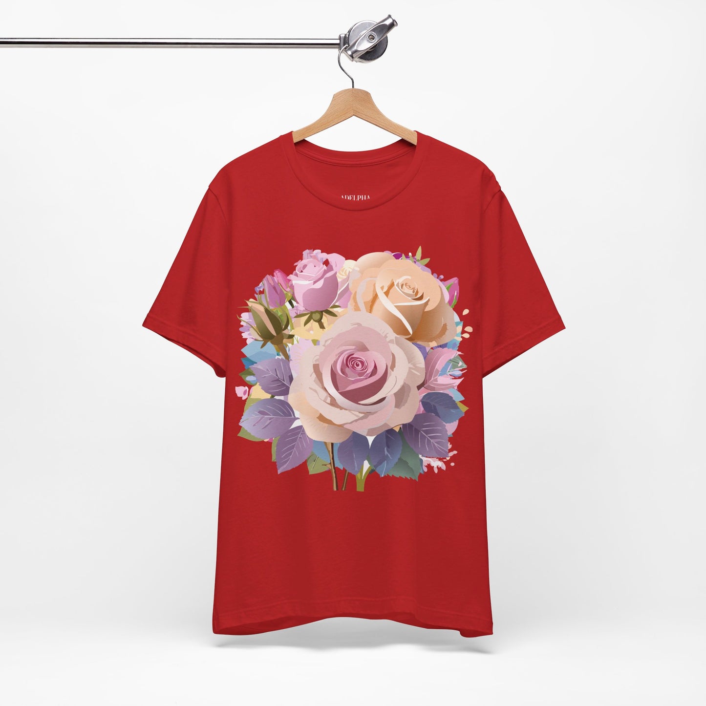 Natural Cotton Tee Shirt with Flowers