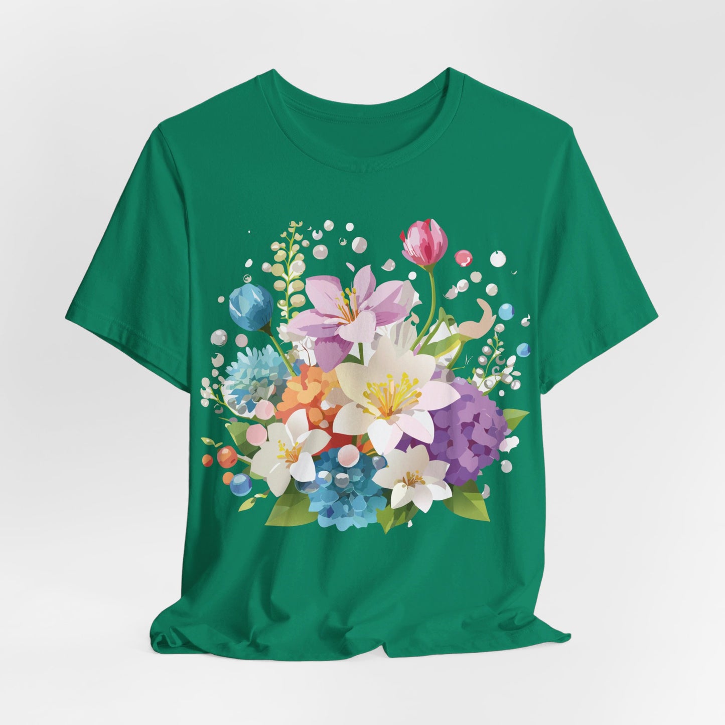 T-shirt en coton naturel avec fleurs