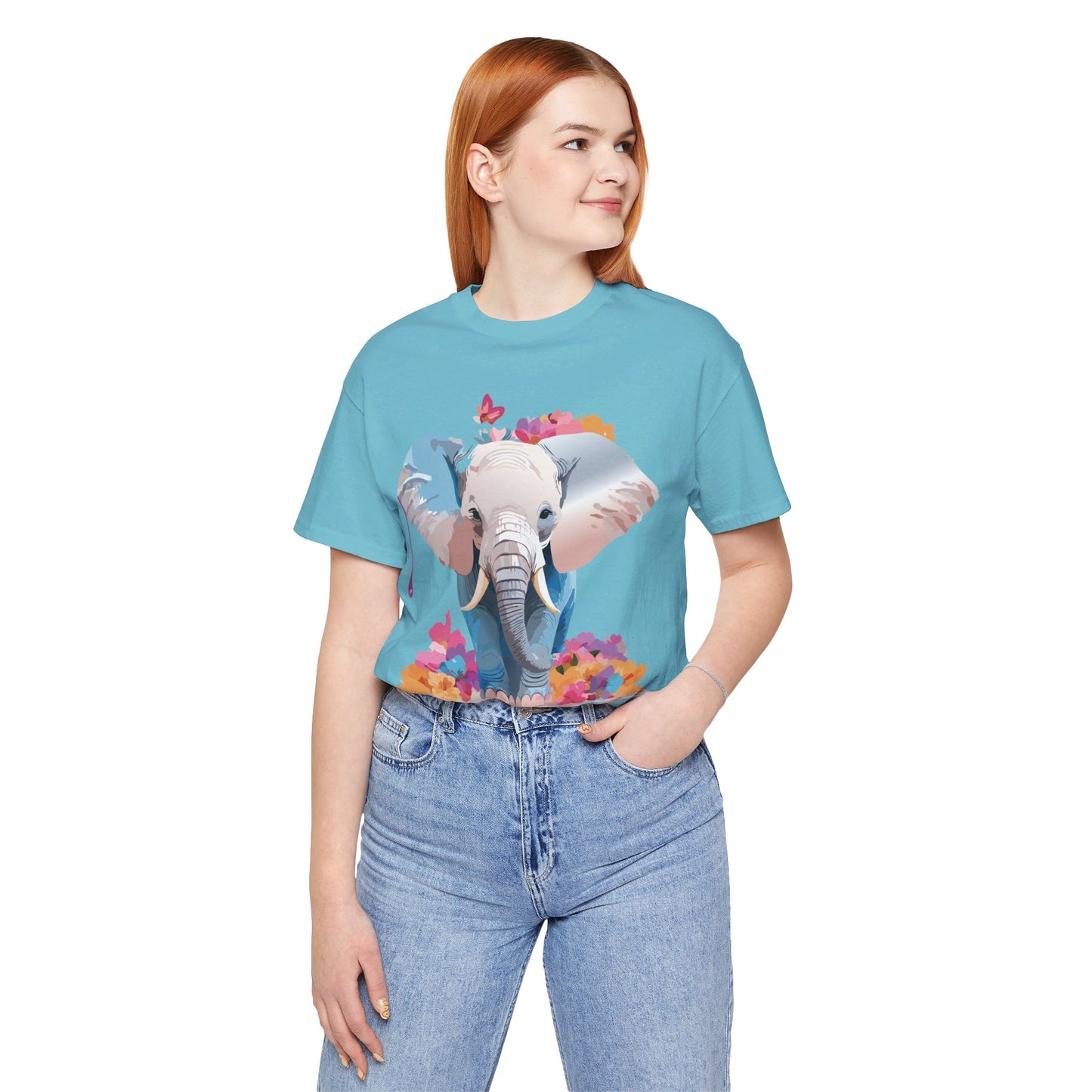 T-shirt en coton naturel avec motif éléphant