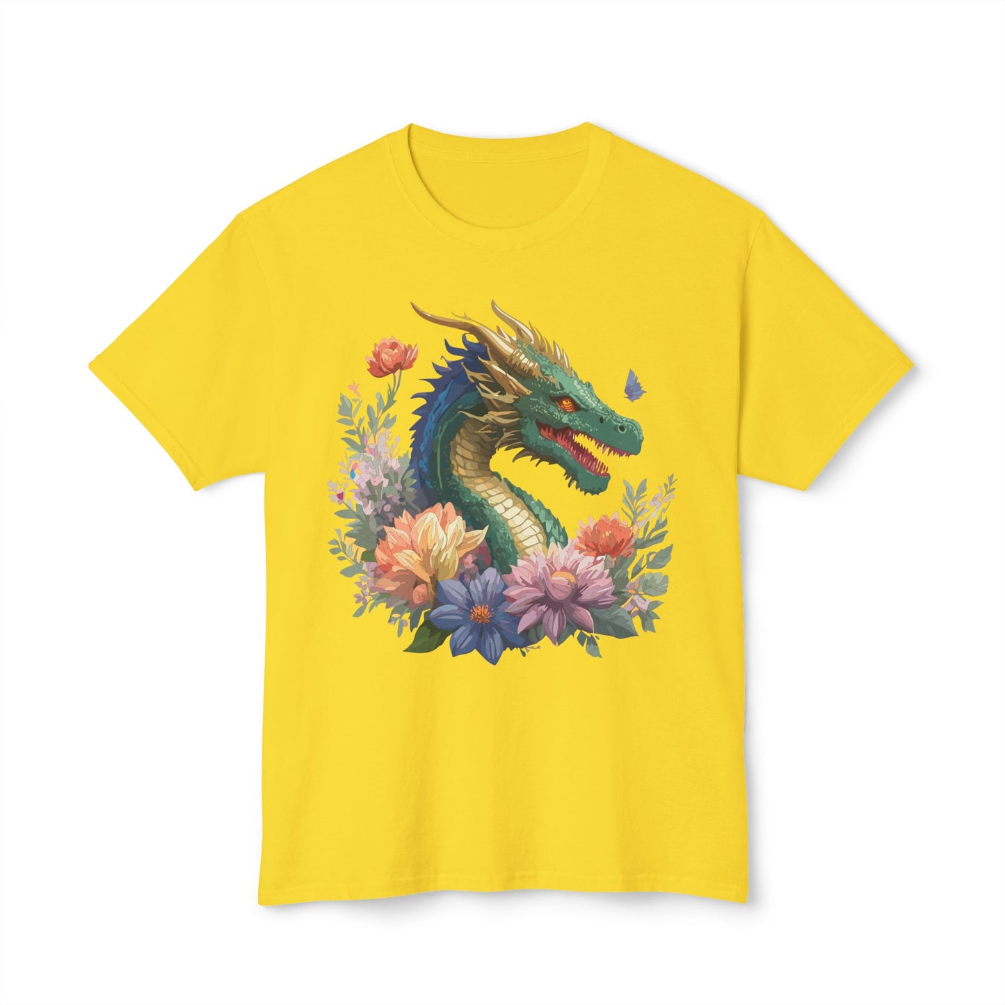 Dragon T-Shirt, Vintage Dragon Tee, Floral Tees, Dragon Art Design Shirt, Tee Shirt with Dragon 5