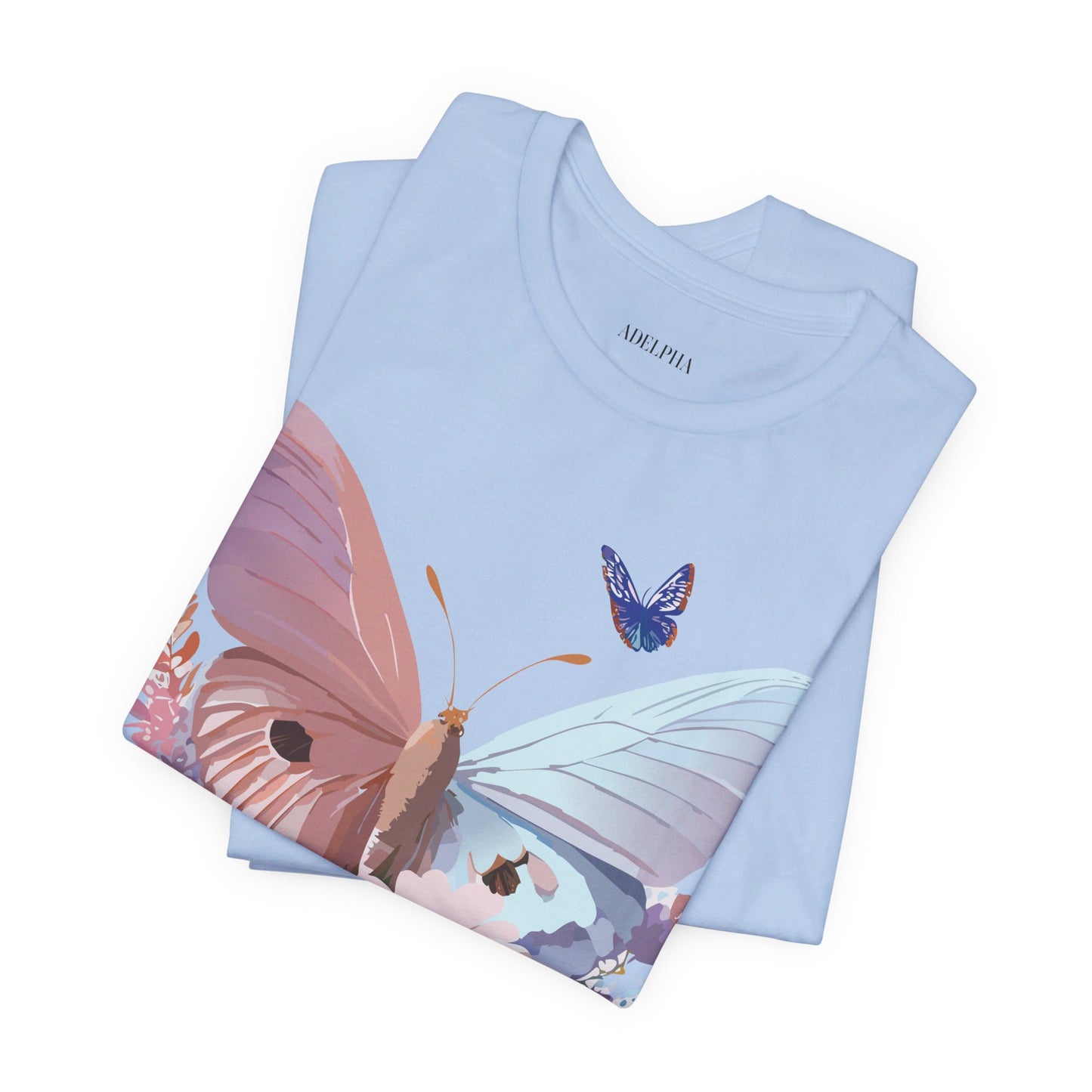 Natural Cotton Tee Shirt with Butterfly