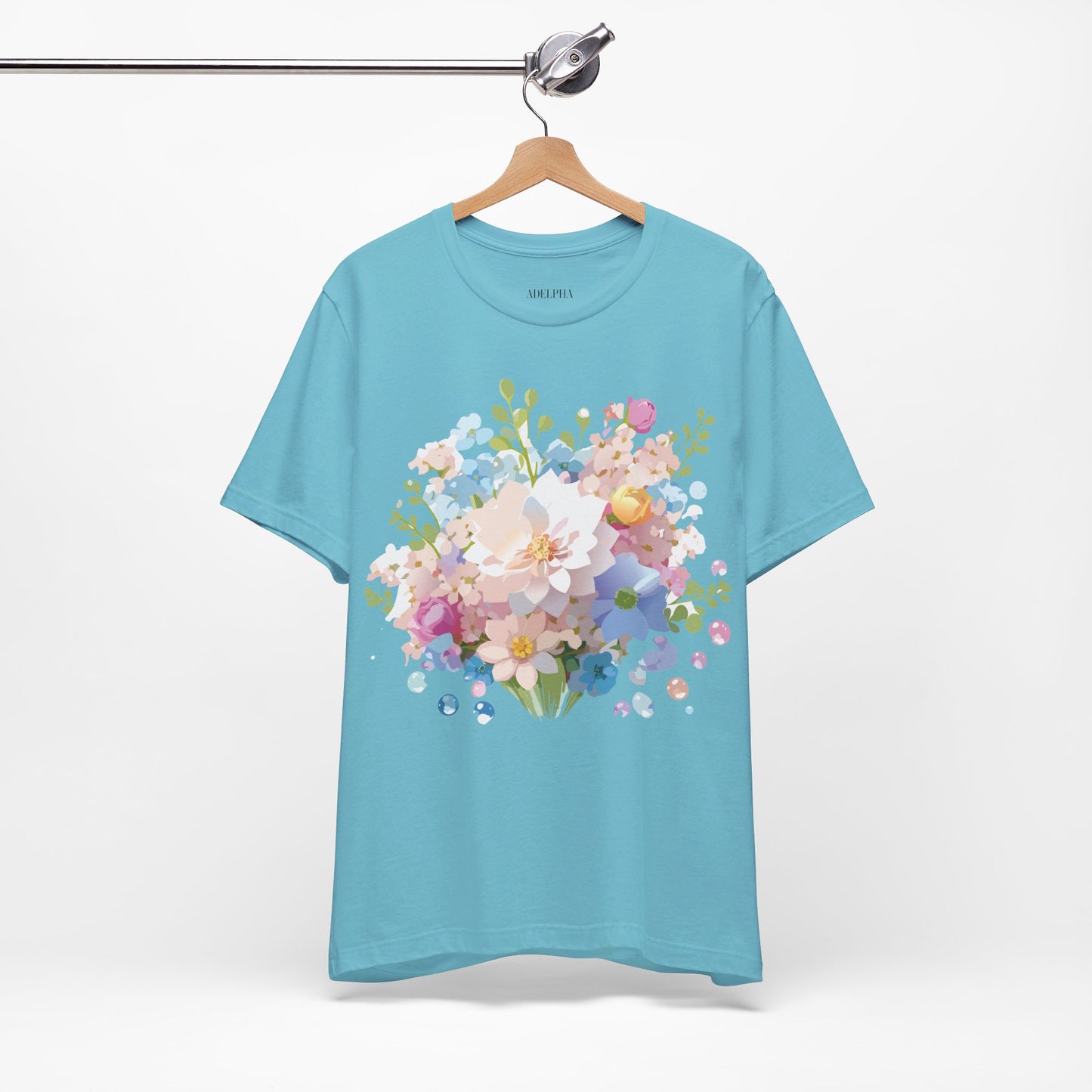 Natural Cotton Tee Shirt with Flowers