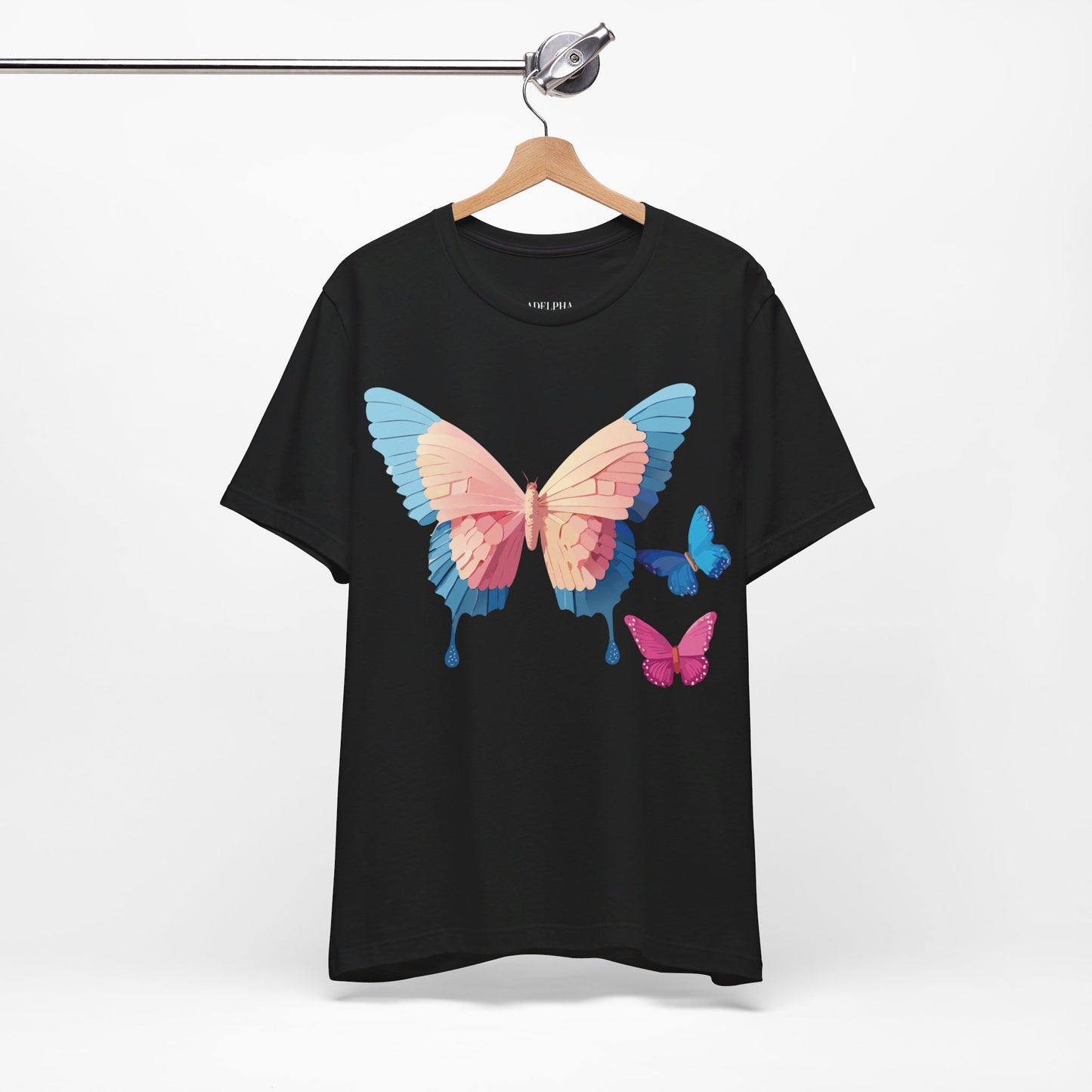 Natural Cotton Tee Shirt with Butterfly