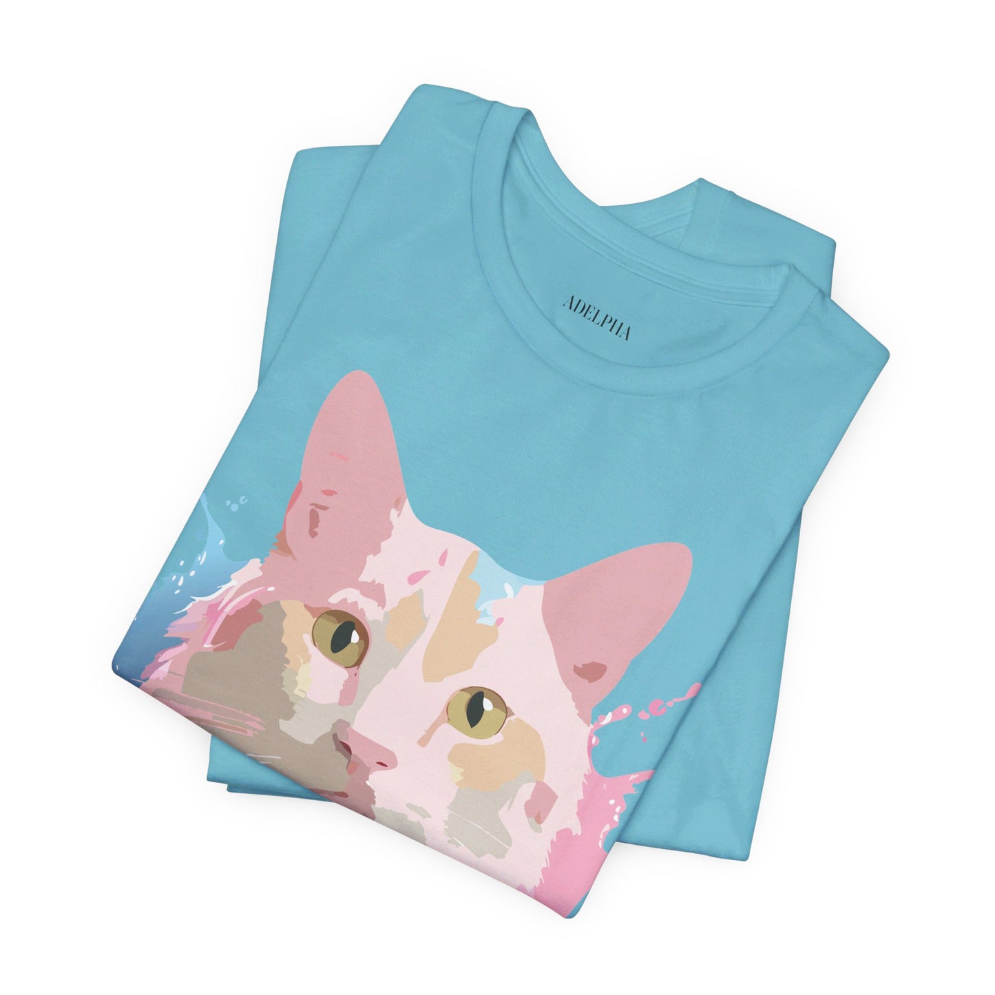 Natural Cotton Tee Shirt with Cat