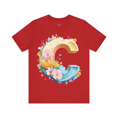 Natural Cotton Tee Shirt - Letters Collection - C Printify