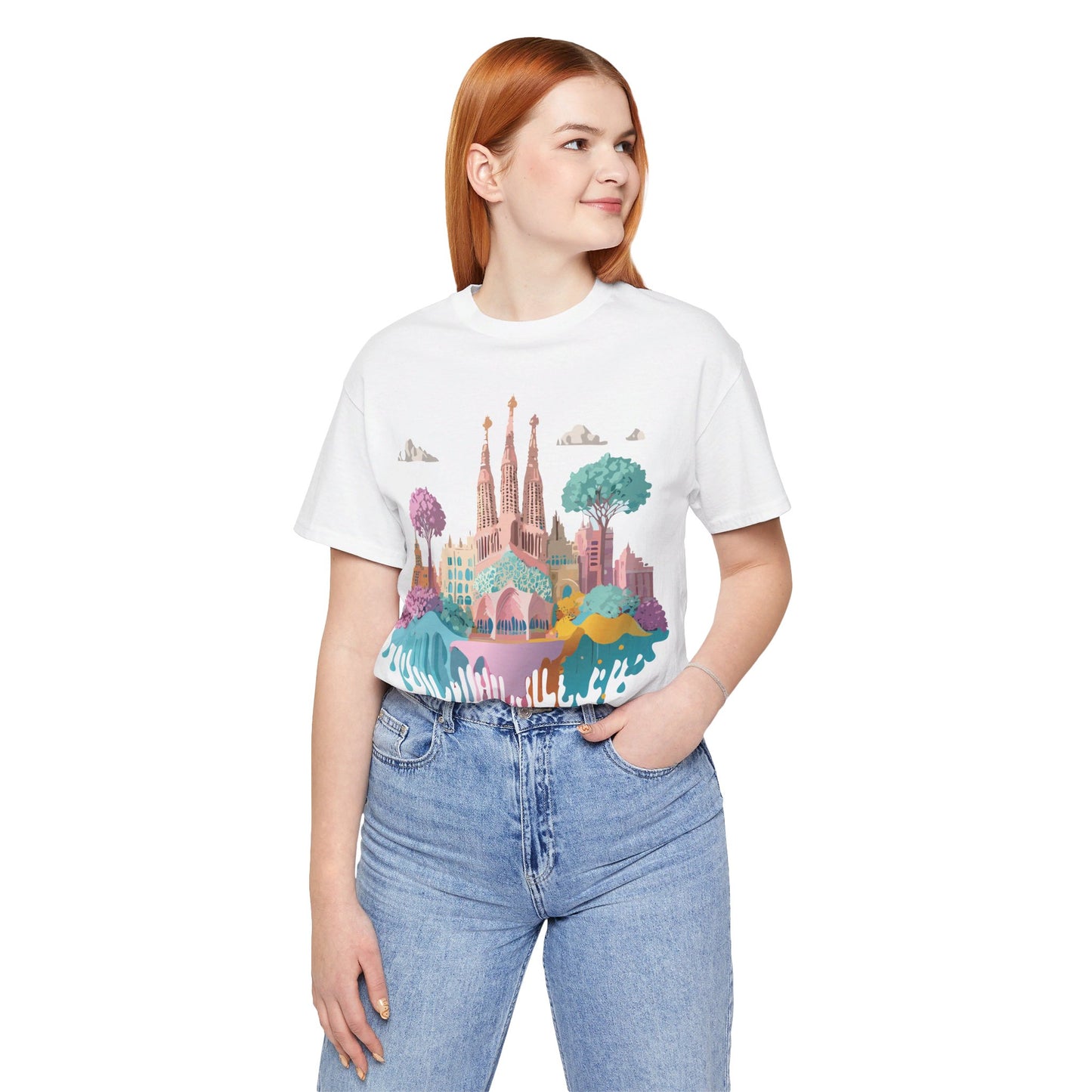 Natural Cotton Tee Shirt - Beautiful Places Collection - Barcelona