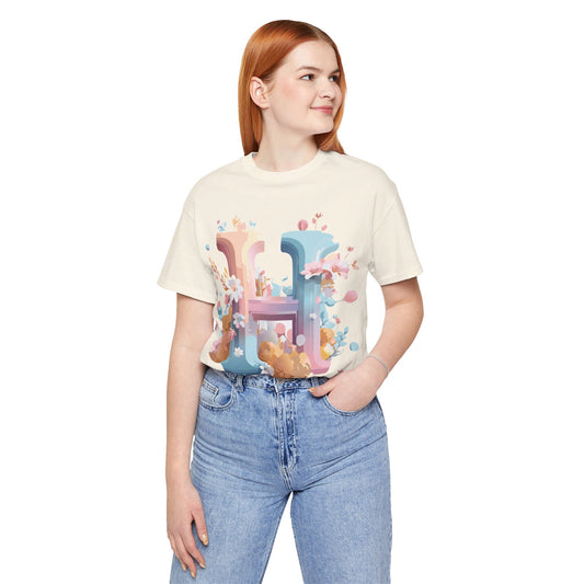 Natural Cotton Tee Shirt - Letters Collection - H Printify