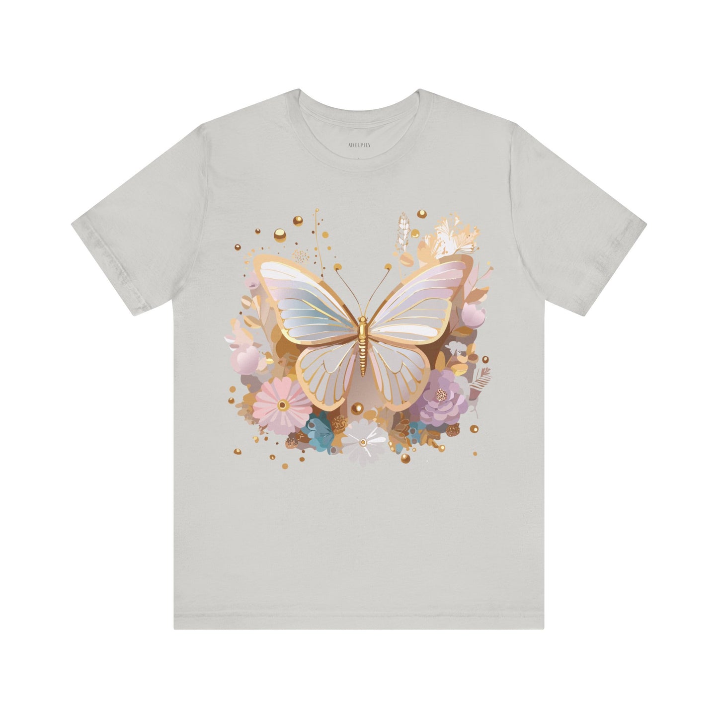 Natural Cotton Tee Shirt with Butterfly