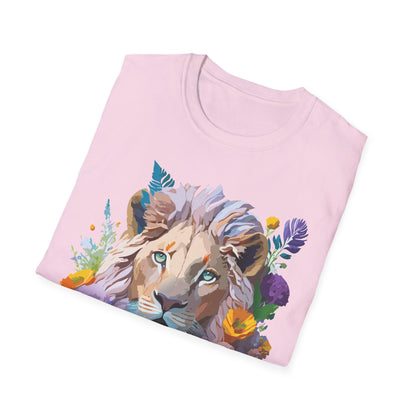 Unisex Lion Shirt Floral Lion Tee Animal Print Tee Gildan 64000