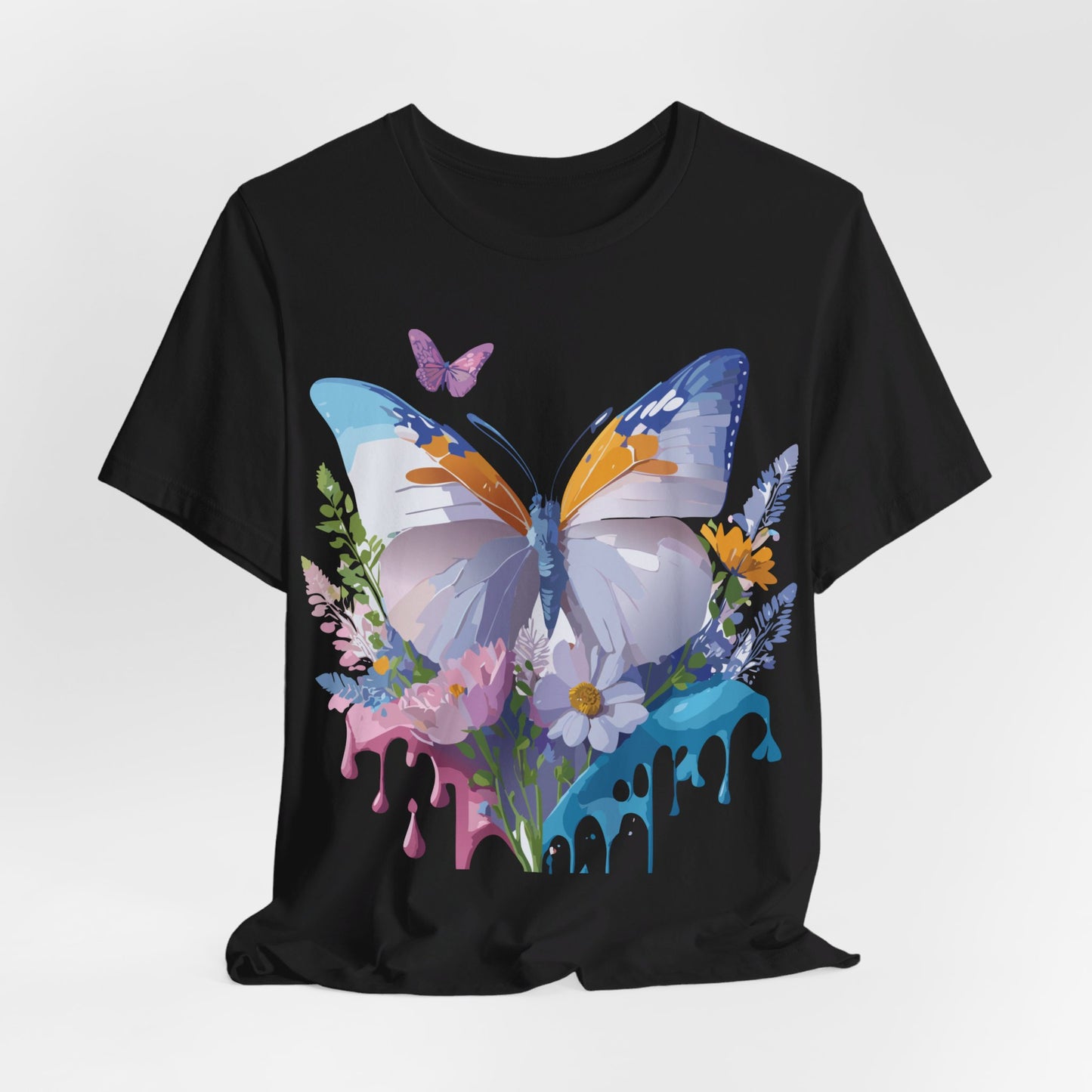 Natural Cotton Tee Shirt with Butterfly