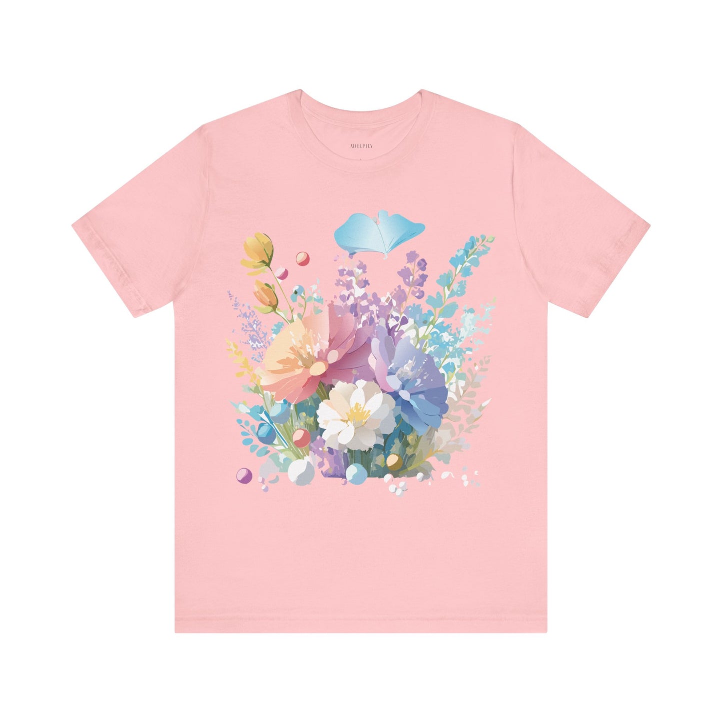 Natural Cotton Tee Shirt with Flowers