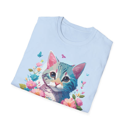 Cat Shirt Unisex Tee Kitten Cat Tee Softstyle 100 Percent Cotton Gildan 64000