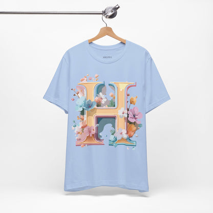 Natural Cotton Tee Shirt - Letters Collection - H Printify