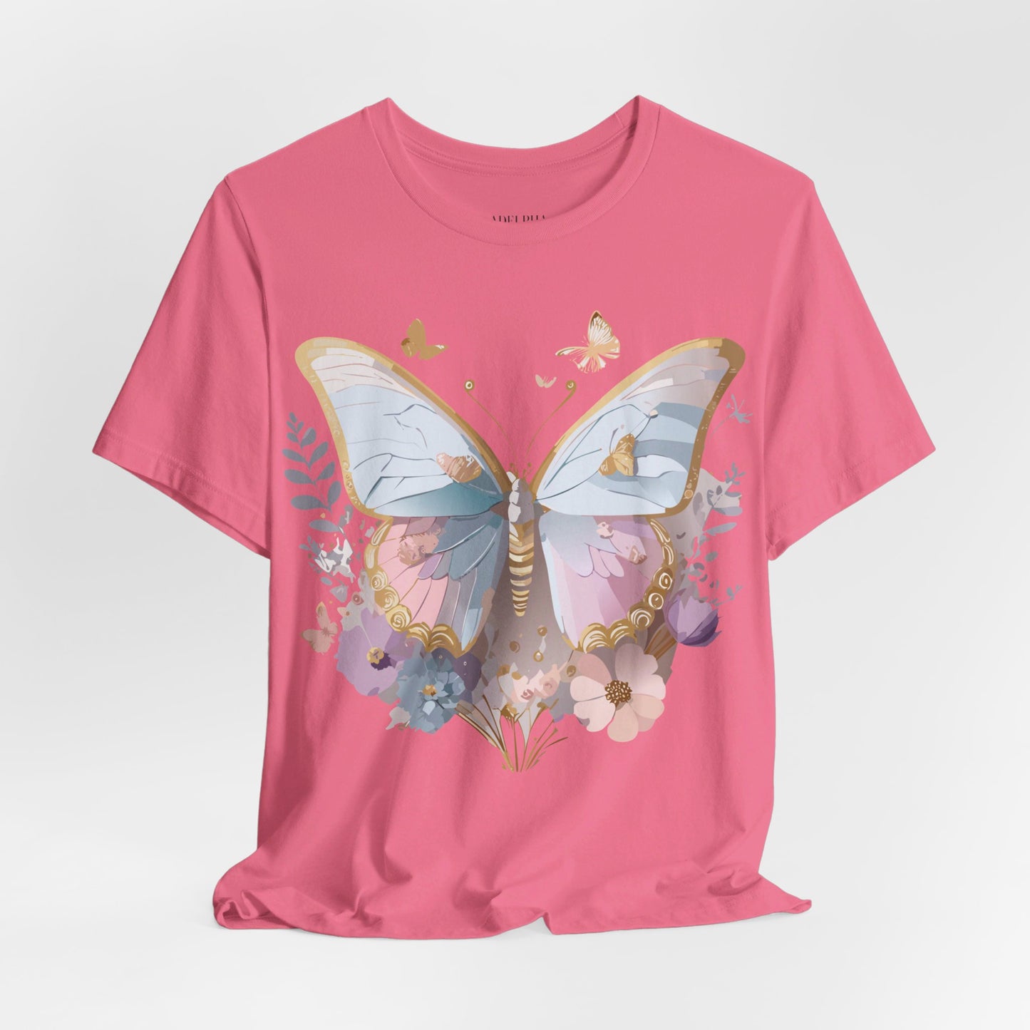 Natural Cotton Tee Shirt with Butterfly