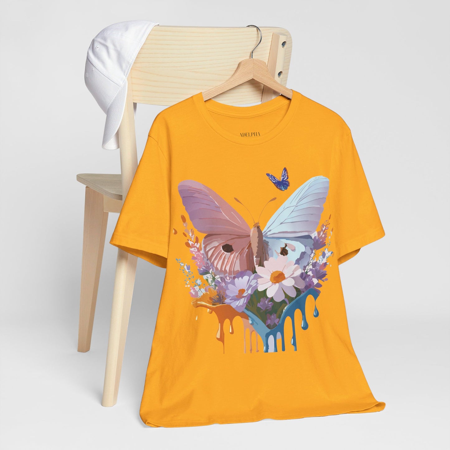 Natural Cotton Tee Shirt with Butterfly