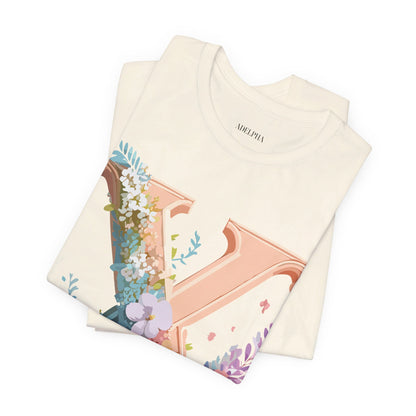 Natural Cotton Tee Shirt - Letters Collection - X Printify
