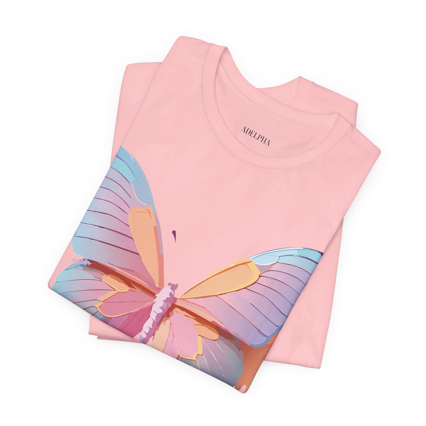 Natural Cotton Tee Shirt with Butterfly