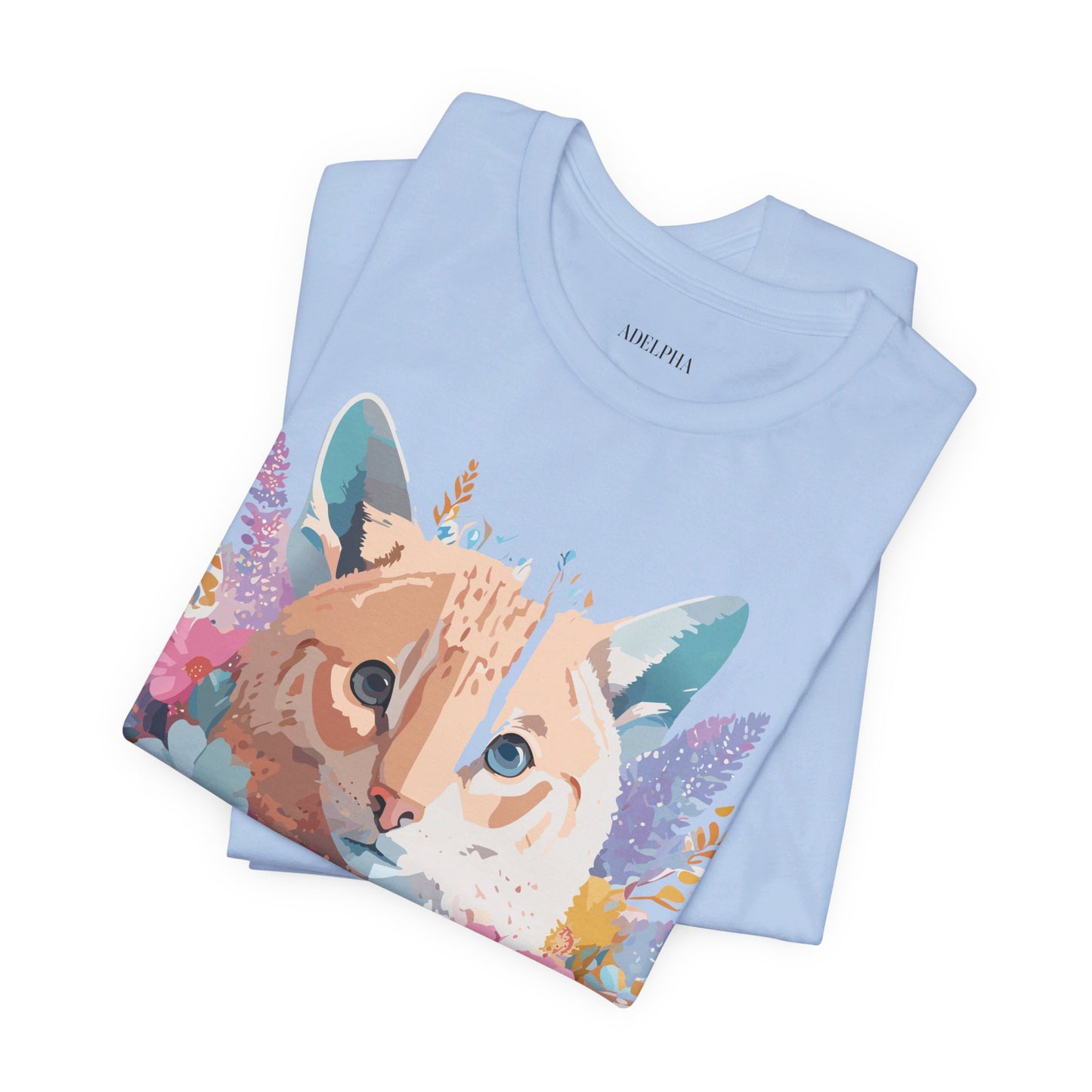 Natural Cotton Tee Shirt with Cat