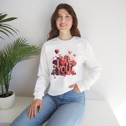 Unisex Heart Love Sweatshirt Floral Valentines Day Cotton Poly Fifty Fifty Blend