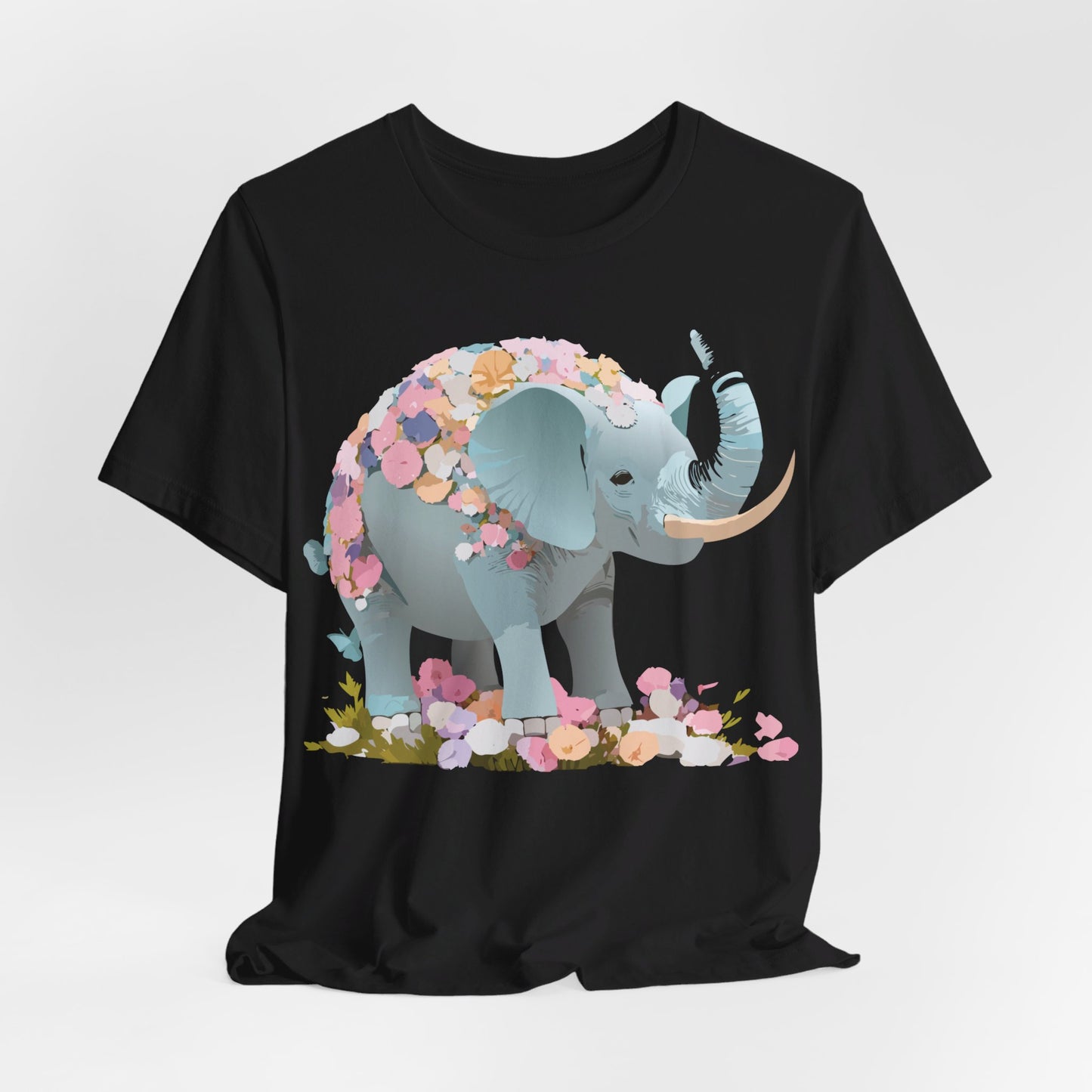 T-shirt en coton naturel avec motif éléphant