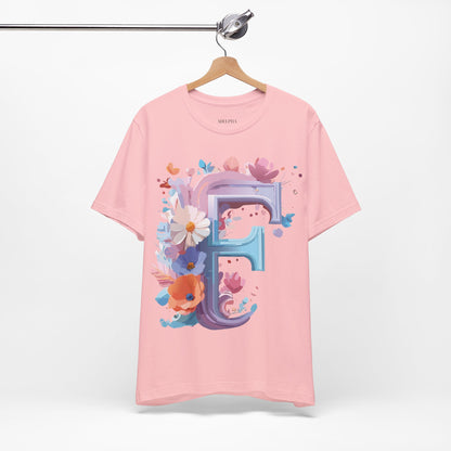 Natural Cotton Tee Shirt - Letters Collection - F Printify
